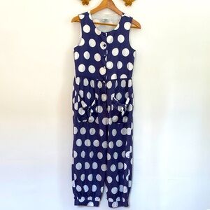 Vintage Laura Ashley Jumpsuit Blue with White Dots Sz S